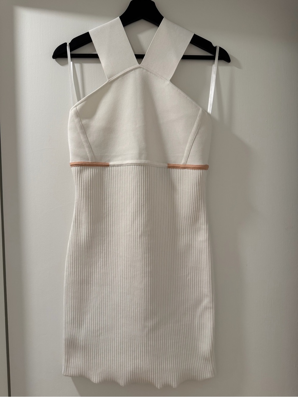 Herve Leger White Mini Dress with Peach Accent
